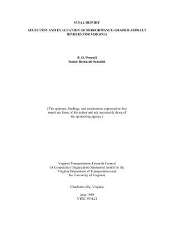 FINAL REPORT SELECTION AND EVALUATION OF