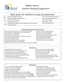 Middle School Summer Reading Suggestions Book Series for