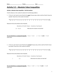 Activity 3.2 – Absolute Value Inequalities