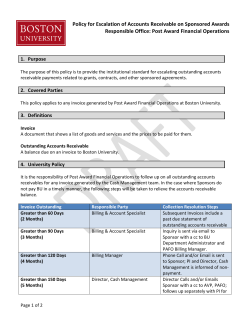 Policy for Escalation of Accounts Receivable on