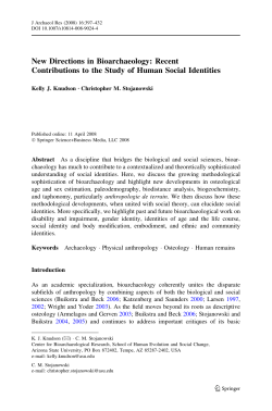 New Directions in Bioarchaeology: Recent