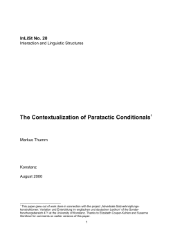 The Contextualization of Paratactic Conditionals1