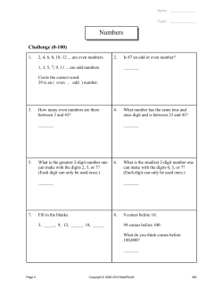 Numbers - MathPlus Program