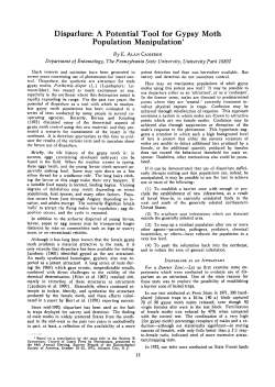Disparlure: A Potential Tool for Gypsy Moth Population Manipulationl