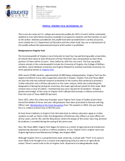 PROFILE: VIRGINIA TECH, BLACKSBURG, VA