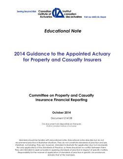 2014 Guidance to the Appointed Actuary for Property and Casualty