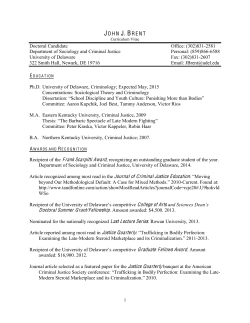 JOHN J. BRENT - The American Society of Criminology