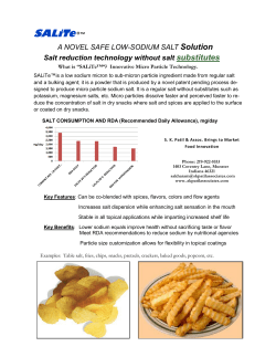 A NOVEL SAFE LOW-SODIUM SALT Solution Salt reduction