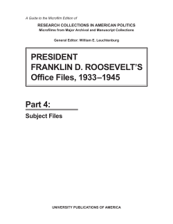 PRESIDENT FRANKLIN D. ROOSEVELT`S Office Files