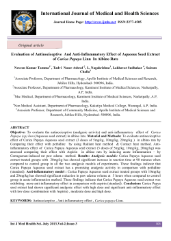 Evaluation of Antinociceptive And Anti
