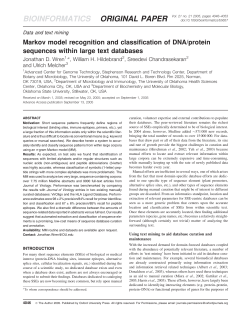 Markov model recognition and classification of DNA/protein