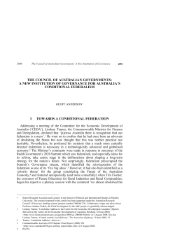the council of australian governments: a new institution of
