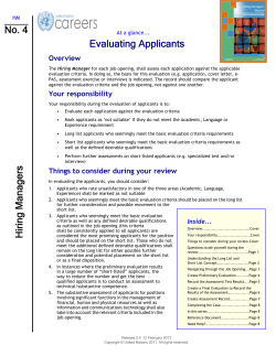 At a Glance - Evaluating Applicants - UN Careers