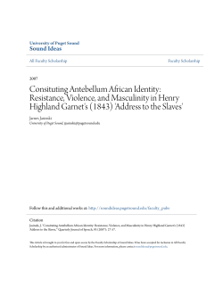 Consituting Antebellum African Identity: Resistance, Violence, and
