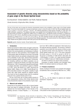 / Assessment of genetic diversity using characteristics based on the