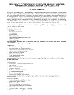 PERSONALITY TYPES WITHIN THE WORKPLACE (LEADER