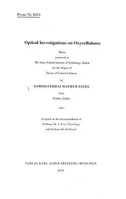 Optical Investigations on Oxycelluloses - ETH E