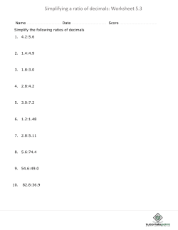 Simplifying a ratio of decimals: Worksheet 5.3