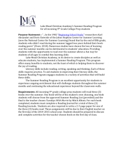 9 College Prep - Lake Mead Christian Academy