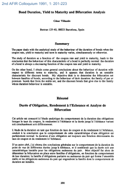 Bond duration, yield to maturity and bifurcation analysis.