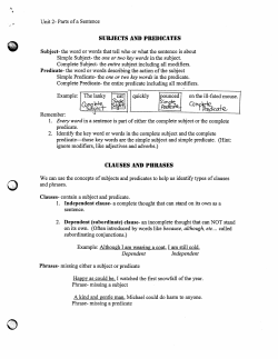 SIJBJECTS AND PREI)ICATES