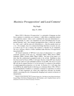 Maximize Presupposition! and Local Contexts