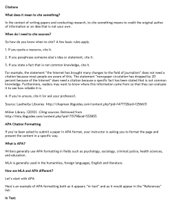 Citations What does it mean to cite something? In the context of