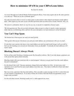 How to minimize SPAM in your CBPref.com Inbox