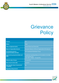 Grievance Policy - South Western Ambulance Service