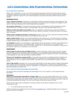 LLC`s Corporations, Sole Proprietorships, Partnerships