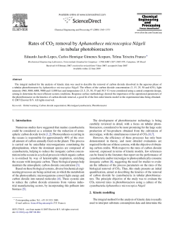 Rates of CO2 removal by Aphanothece microscopica N