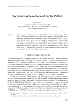 Tax Culture: A Basic Concept for Tax Politics