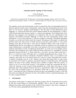 Amazonia and the Typology of Tone Systems