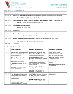 Day One: 27th October - Morning Day One: 27th