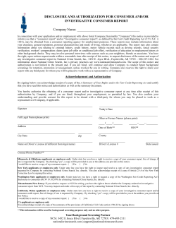 DISCLOSURE AND AUTHORIZATION FOR CONSUMER AND/OR