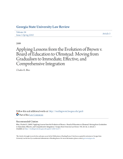 Applying Lessons from the Evolution of Brown v. Board of Education