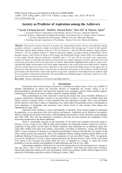 Anxiety as Predictor of Aspiration among the Achievers
