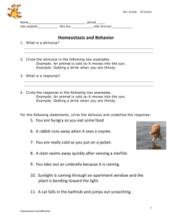 Homeostasis and Behavior