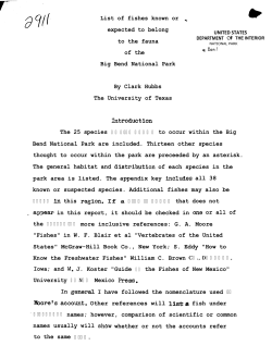 List of fishes known or , expected to belong to the fauna of the Big