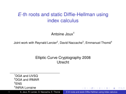 E-th roots and static Diffie-Hellman using index