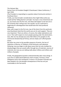 The Vietnam War Extract from US President Dwight D Eisenhower`s