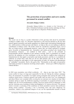 The protection of journalists and news media personnel