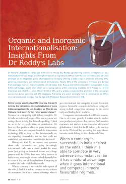 Organic and Inorganic Internationalisation: Insights From Dr Reddy`s