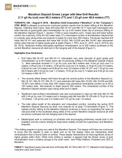 Marathon Deposit Grows Larger with New Drill Results: 2.11 g/t Au