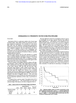 INTERLEUKIN-6 IS A PROGNOSTIC FACTOR IN MULTIPLE