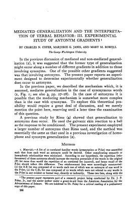 MEDIATED GENERALIZATION AND THE INTERPRETA