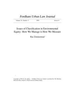 Issues of Classification in Environmental Equity: How We