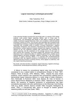 Logical reasoning in schizotypal personality1 Abstract A