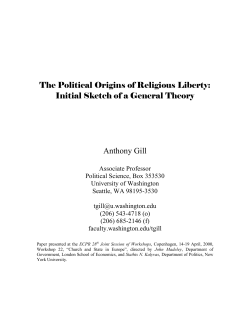 The Political Origins of Religious Liberty: Initial Sketch of a General