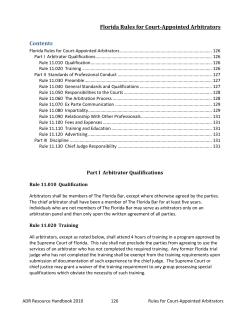 Florida Rules for Arbitrators 2010